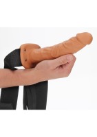 Duté pripínacie dildo RealRock Hollow Strap-On 8″ čierne