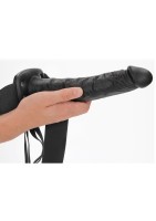 Duté připínací dildo RealRock Hollow Strap-On 10″ černé