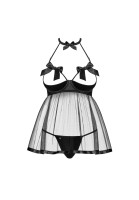 Set košilky a tang Obsessive Delishya Babydoll černý
