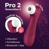 Satisfyer Pro 2 Generation 3 Clitoral Stimulator Connect App Wine Red