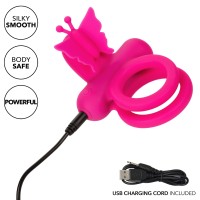 Vibračný erekčný krúžok CalExotics Silicone Rechargeable Butterfly Dual Ring