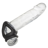 Erekčný krúžok a naťahovač semenníkov CalExotics Alpha Liquid Silicone Dual Cage & Ring