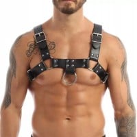 Kožený postroj Slave4master Leather Upper Body Male Harness