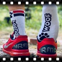 Sneakfreaxx Woof Puppy Socks White-Red