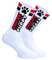 Ponožky Sneakfreaxx Woof Puppy bielo-červené