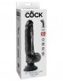 King Cock 9″ Black Vibrating Dildo with Balls