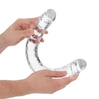 Gélové dildo RealRock Realistic Double Dong 18″ priehľadné