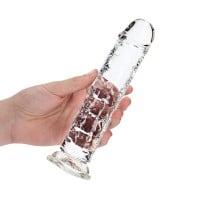 Gélové dildo RealRock Crystal Clear Realistic 8″ priehľadné