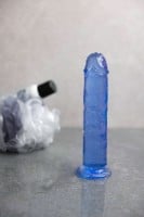 Gelové dildo RealRock Crystal Clear Realistic 7″ fialové