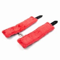 Slave4master Red & Black Plush Wrist Cuffs