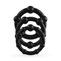 Crushious Triple Bead Ring Set Black