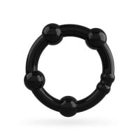 Crushious Triple Bead Ring Set Black