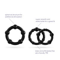 Crushious Triple Bead Ring Set Black