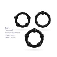 Crushious Triple Bead Ring Set Black