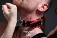 Obojok Mister B Slave Collar 4 D-Rings červený