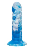 Silikonové dildo CalExotics Twisted Ribbed Probe modré