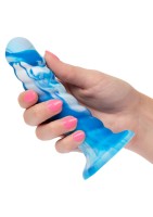 Silikonové dildo CalExotics Twisted Ribbed Probe modré