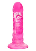 Silikonové dildo CalExotics Twisted Ribbed Probe modré