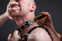 Obojek Mister B Slave Collar 4 D-Rings šedý