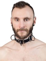 Obojek Mister B Slave Collar 4 D-Rings šedý