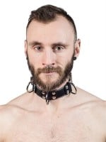 Obojek Mister B Slave Collar 4 D-Rings šedý