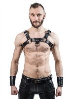 Kožený postroj Mister B Chest Harness Saddle Leather čierny