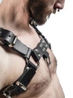 Kožený postroj Mister B Chest Harness Saddle Leather černý