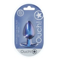 Ouch! Smooth Silicone Anal Plug Large Metallic Blue