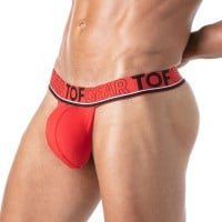 Pánská tanga TOF Paris Champion Stringless Thong červená