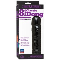 Vac-U-Lock CodeBlack 8 Inch Classic Dong