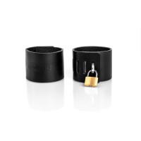 Kožená pouta Whips Primal Bond Cuffs With Padlock Large černá