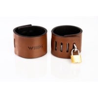 Kožená pouta Whips Primal Bond Cuffs With Padlock Small hnědá