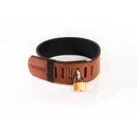 Whips Primal Bond Collar With Padlock Large Brown