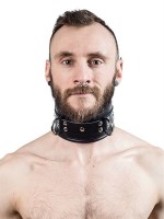 Mister B Leather Slave Collar with Blue Padding