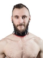 Mister B Leather Slave Collar with Red Padding