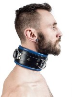 Mister B Leather Slave Collar with Blue Padding