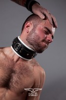 Mister B Leather Slave Collar with Red Padding