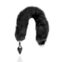 Análny kolík s chvostom Ouch! Fox Tail with Metal Butt Plug čierny