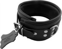 Mister B Leather Slave Collar with Red Padding