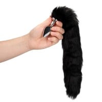 Análny kolík s chvostom Ouch! Fox Tail with Metal Butt Plug čierny
