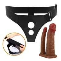 Duté pripínacie dvojité dildo Pretty Love Keaven Harness Briefs