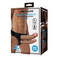 Duté pripínacie dvojité dildo Pretty Love Keaven Harness Briefs