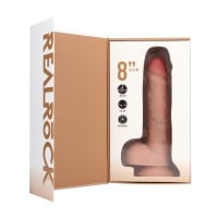 Vibrační a rotační dildo s varlaty dildo RealRock 8″ Flesh