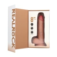 Vibračné a prirážací dildo s semenníkmi RealRock 8″ Flesh