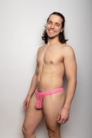Sukrew Mesh Low-Rise Thong Electric Pink