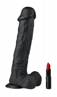 Realistické dildo s varlaty EasyToys černé 29,5 cm