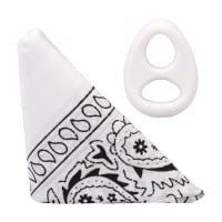 Rock Solid The Code Silicone C-Ring with Hanky Bandana White