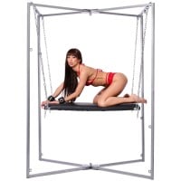 Sada kovového rámu a koženého slingu Mr Sling strieborno-modrá