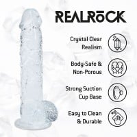 Gelové dildo RealRock Crystal Clear 5″ průhledné
