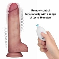 Lovetoy Vibrating Sliding Skin Pro II Dual Layer Silicone Dong 8.5″